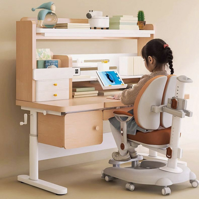 New Children's Study Table, Primary School Student Desk, Liftable Writing Table, Solid Wood Homework Table, Home Table and Chair Set