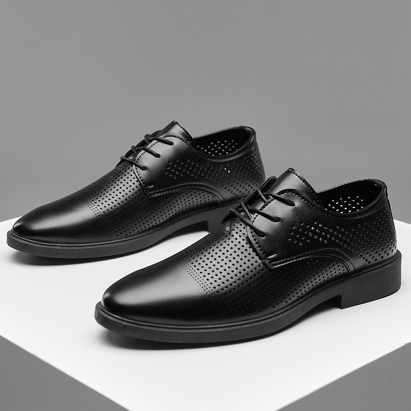 Verano hueco plástico británico casual negocios zapatos formales zapatos de cuero zapatos de hombre aumento interior zapatos individuales al por mayor zapatos casuales trajes