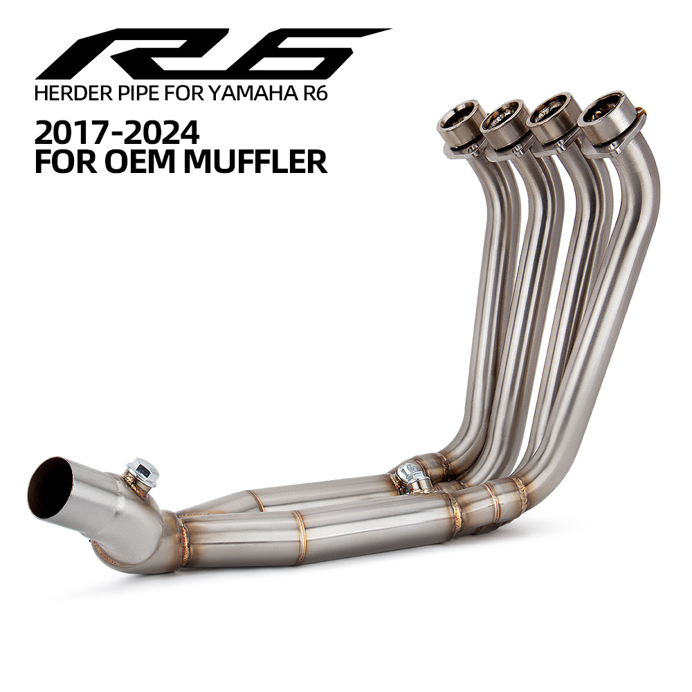 Motorcycle Exhaust Pipe Suitable for Yamaha Yzf R6 Front Integrated Stainless Steel Exhaust Pipe 17-24