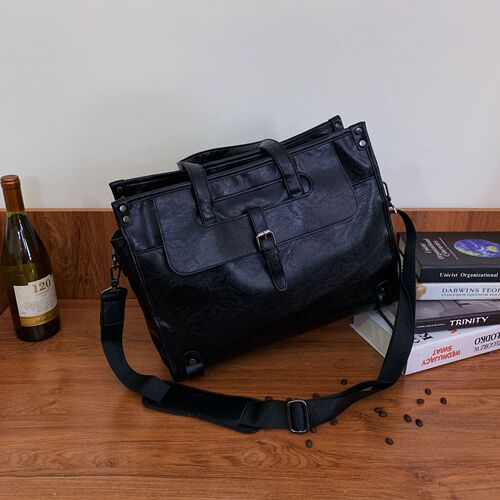Cross-border Men's Briefcase Large Capacity Business Crossbody Laptop Bag Commuting Simple Handbag Meeting Bag Bags