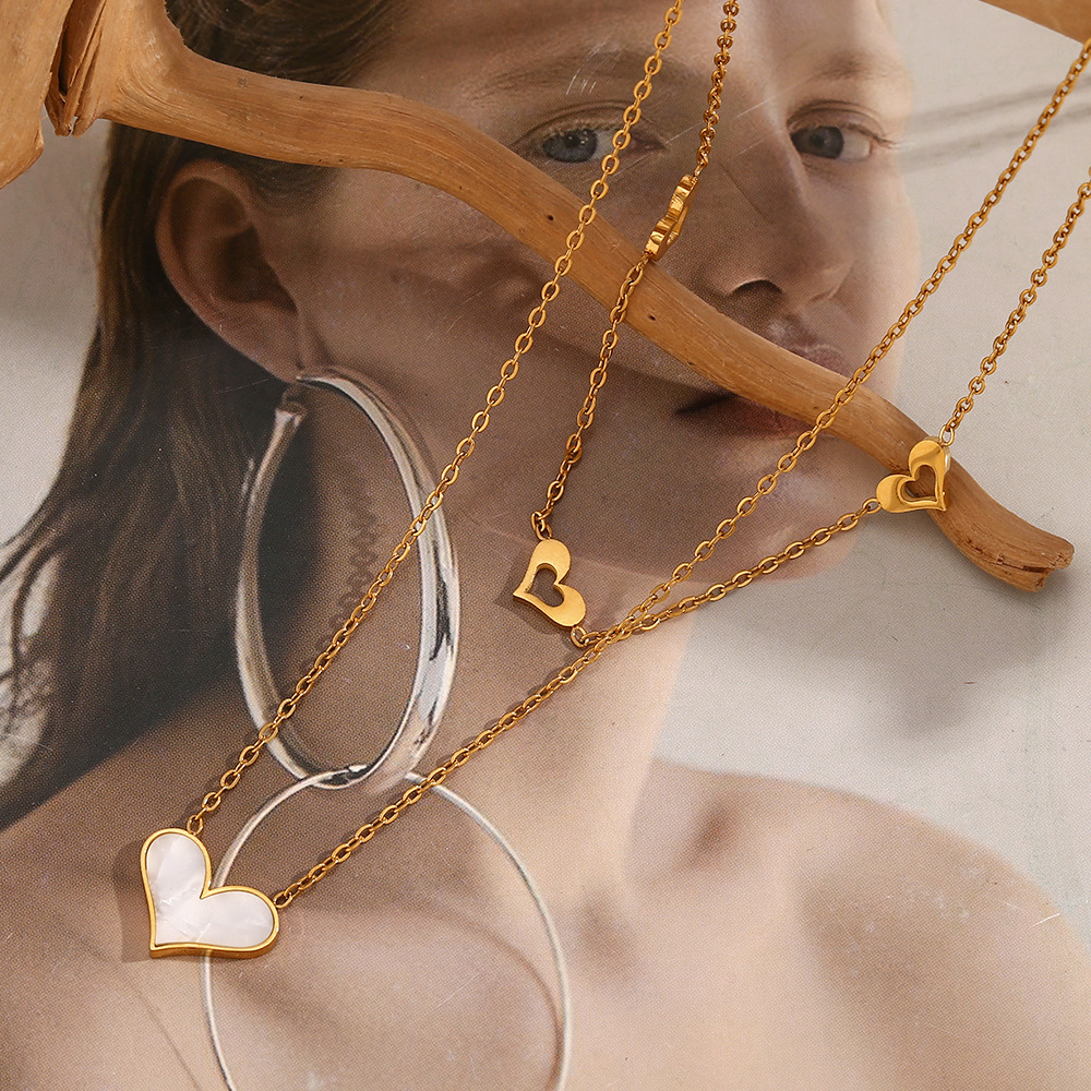 Layered Love Stack Wearing Staineless Steel Necklace