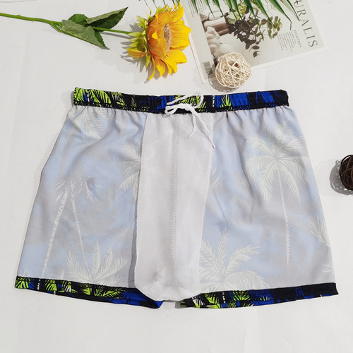 Men's flat-bottomed pants, multi-colored swimming trunks, swimwear, hot spring, beach swimming trunks