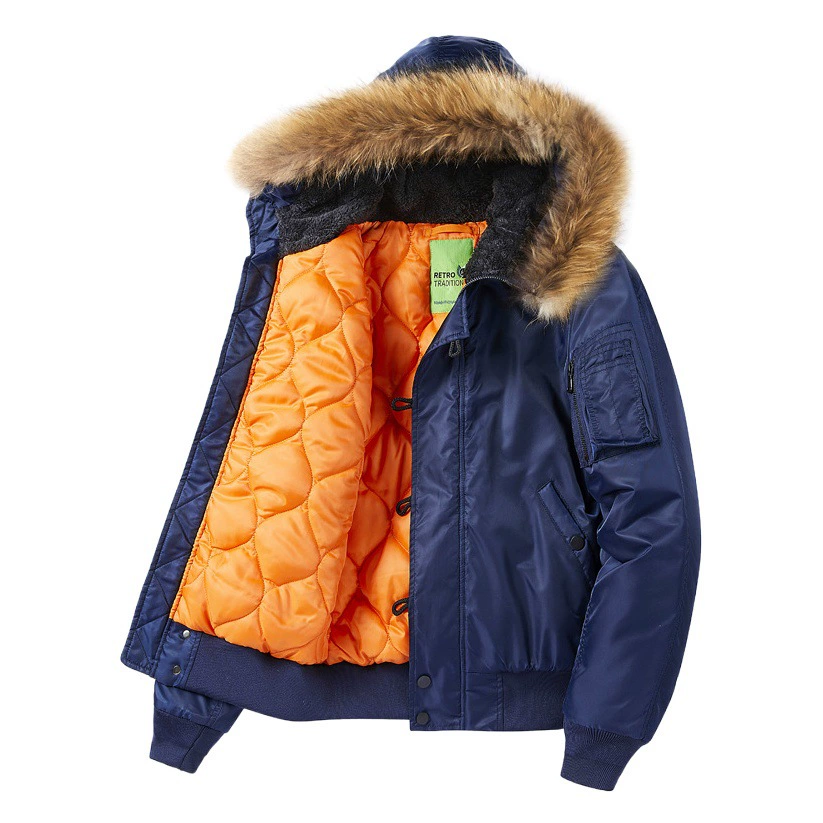 Зимняя хлопковая и утолщенная мужская куртка-бомбер, повседневный свободный бейсбольный костюм MA1 с капюшоном, Мужское пальто