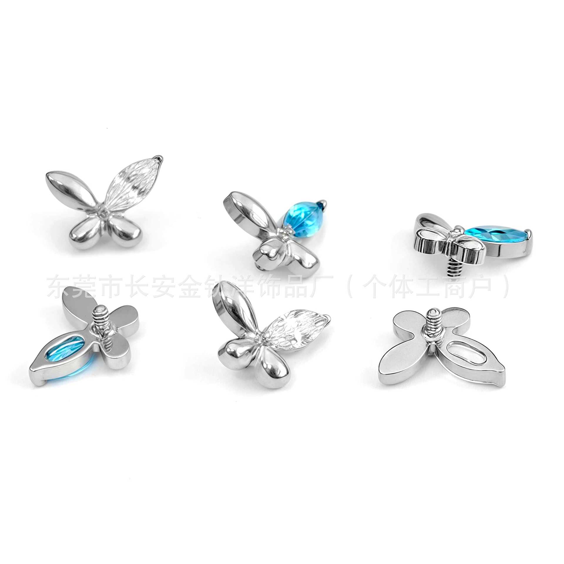 F136 Titanium Butterfly Micro-Paved Zircon Lip Nose Ear Bone Nail G23 Alloy Body Piercing Jewelry detail image 8
