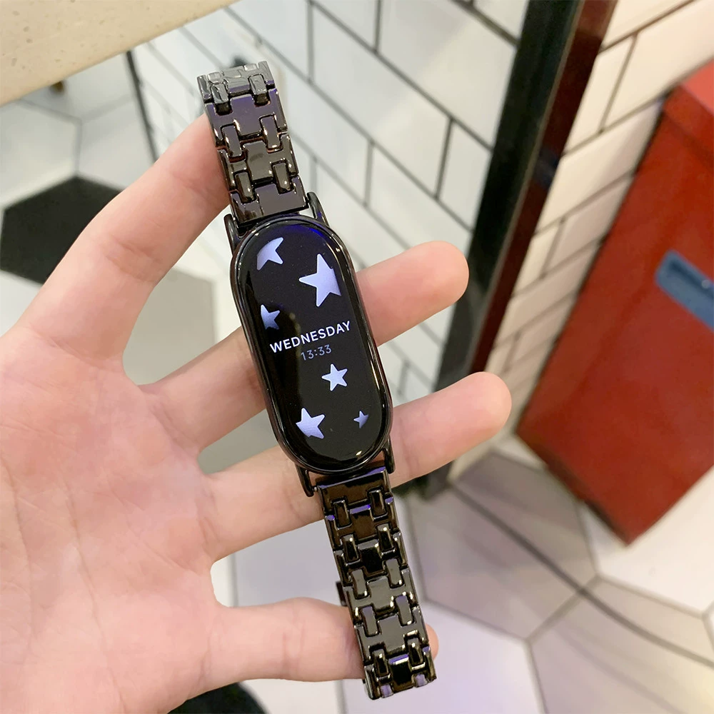Подходит для Xiaomi Band 9/8 ремешок, ремешок для часов 9Pro металлический стальной ремешок GT5/4/3 Huawei 9/8 с нишевой бабочковой застежкой Fit3