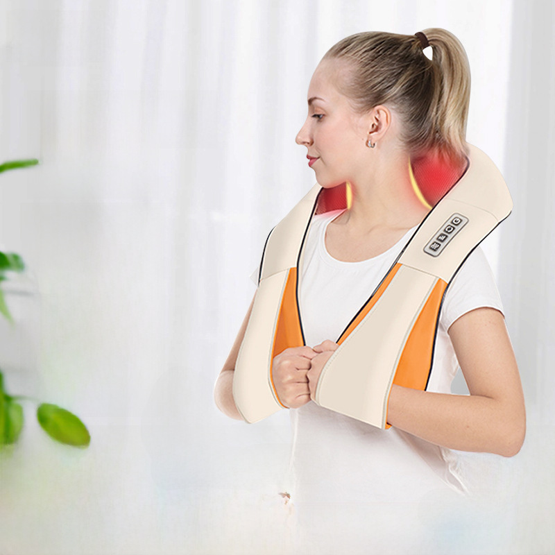 跨境按摩披肩敲打式吹锤打肩颈颈椎按摩仪热敷家用全身按摩器批发