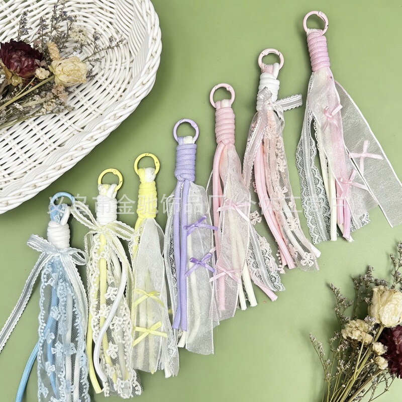 New Miu Series Bow Lace Phone Lanyard Dopamine Bag Doll Keychain Pendant Wholesale