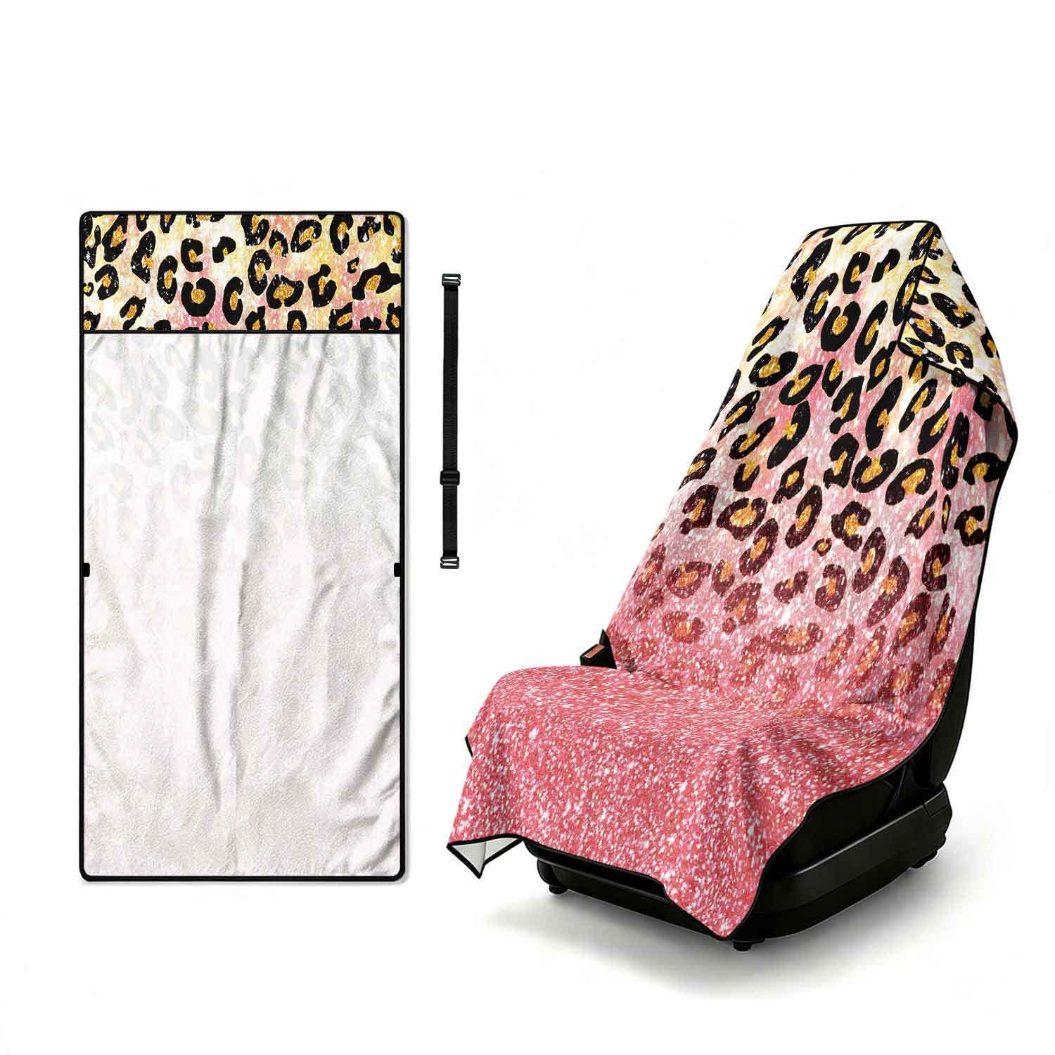 Printed bath towel and car seat cover 2-in-1, ultra-fine fiber outdoor beach and car dual-use universal seat cushion
