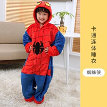厂家批发蜘蛛侠可爱法兰绒连体睡衣儿童男女动物卡通亲子装表演服