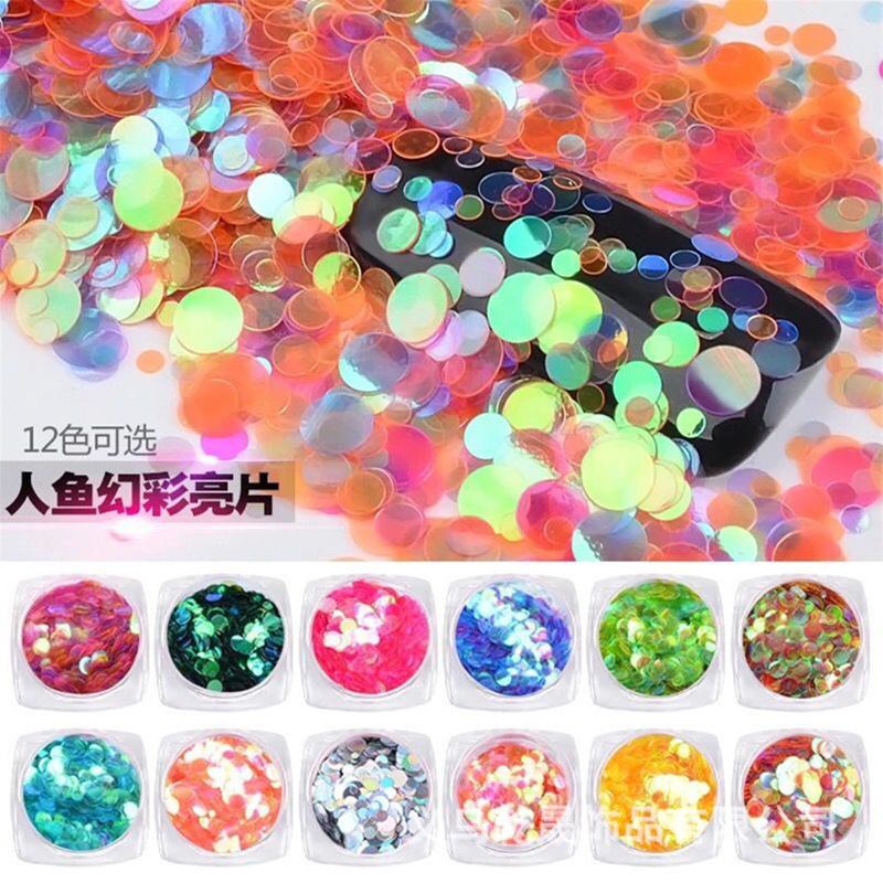 12 colores de uñas belleza Ojo Maquillaje Glitter lentejuelas cerámica suave fruta pieza perla polvo Delgado mezclado accesorios la joyería BRICOLAJE