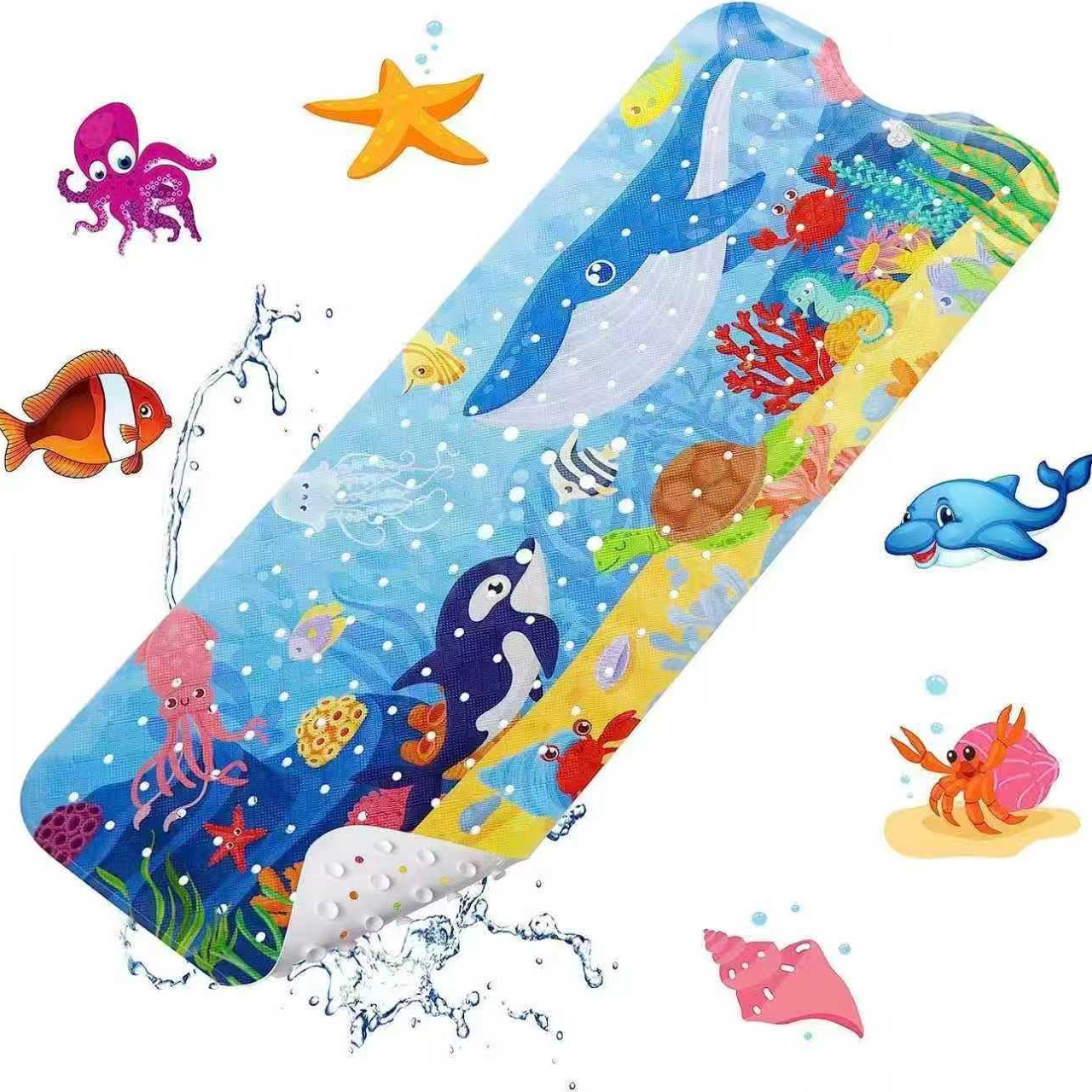 Alfombrilla antideslizante para baño con diseño de océano de dibujos animados para niños de Amazon, alfombrilla antideslizante para piscina, baño, alfombrilla antideslizante