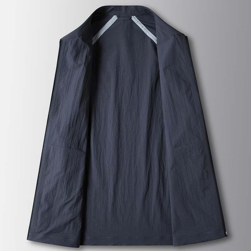 Men's Clothing lapel seamless thin version single layer coat young and middle aged luxury casual skin clothing_voghion.com