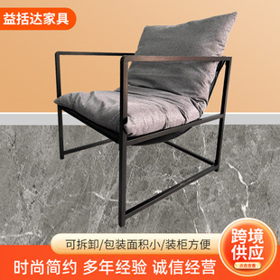Simple Small Sofa Light Luxury Nordic Style Balcony Living Room Leisure Chair Fabric Metal Frame Internet Celebrity Designer Sofa Chair