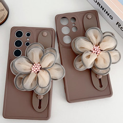 適用三星S23腕帶支架S24ultra手機殼S23FE/S22小眾a54高級感A34花