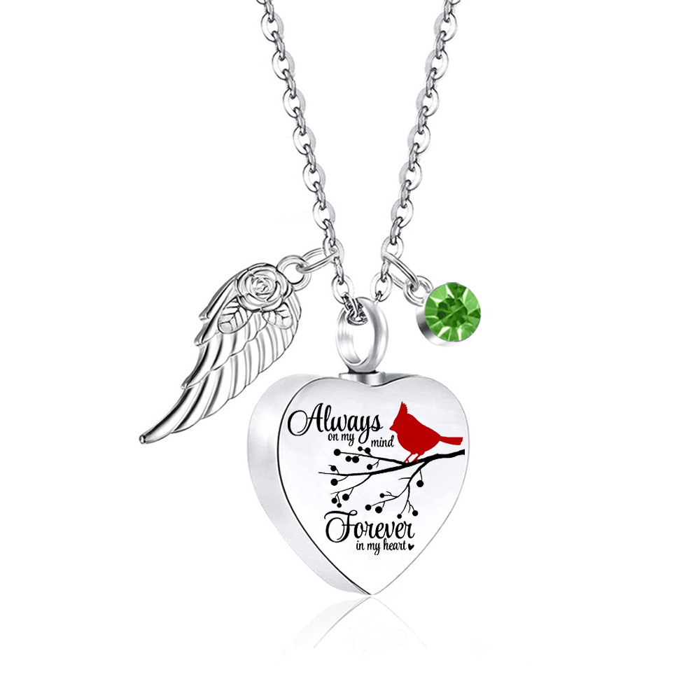 AliExpress de acero inoxidable torcido melocotón en forma de corazón collar de hombres y mujeres de estilo europeo y americano ataúd cinerario letras conmemorativas colgante de amante de mascotas