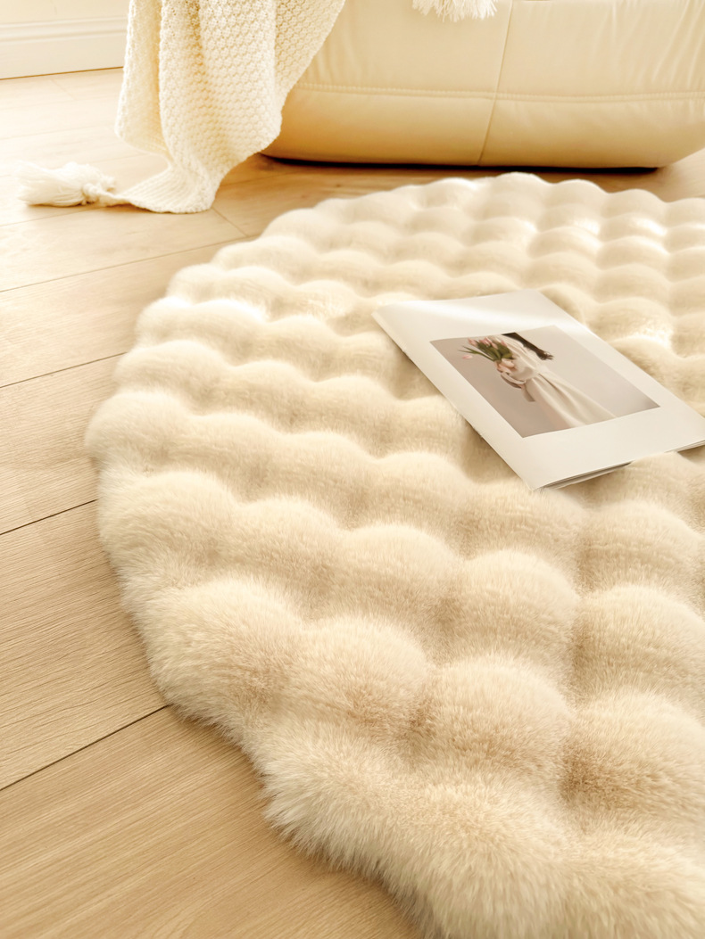 Carpet Door Mat Can Be Cut, Wabi-Sabi Style Carpet, Light Luxury Floor Mat, Silent Tatami Bay Window, Double-Sided Gray-White Carpet