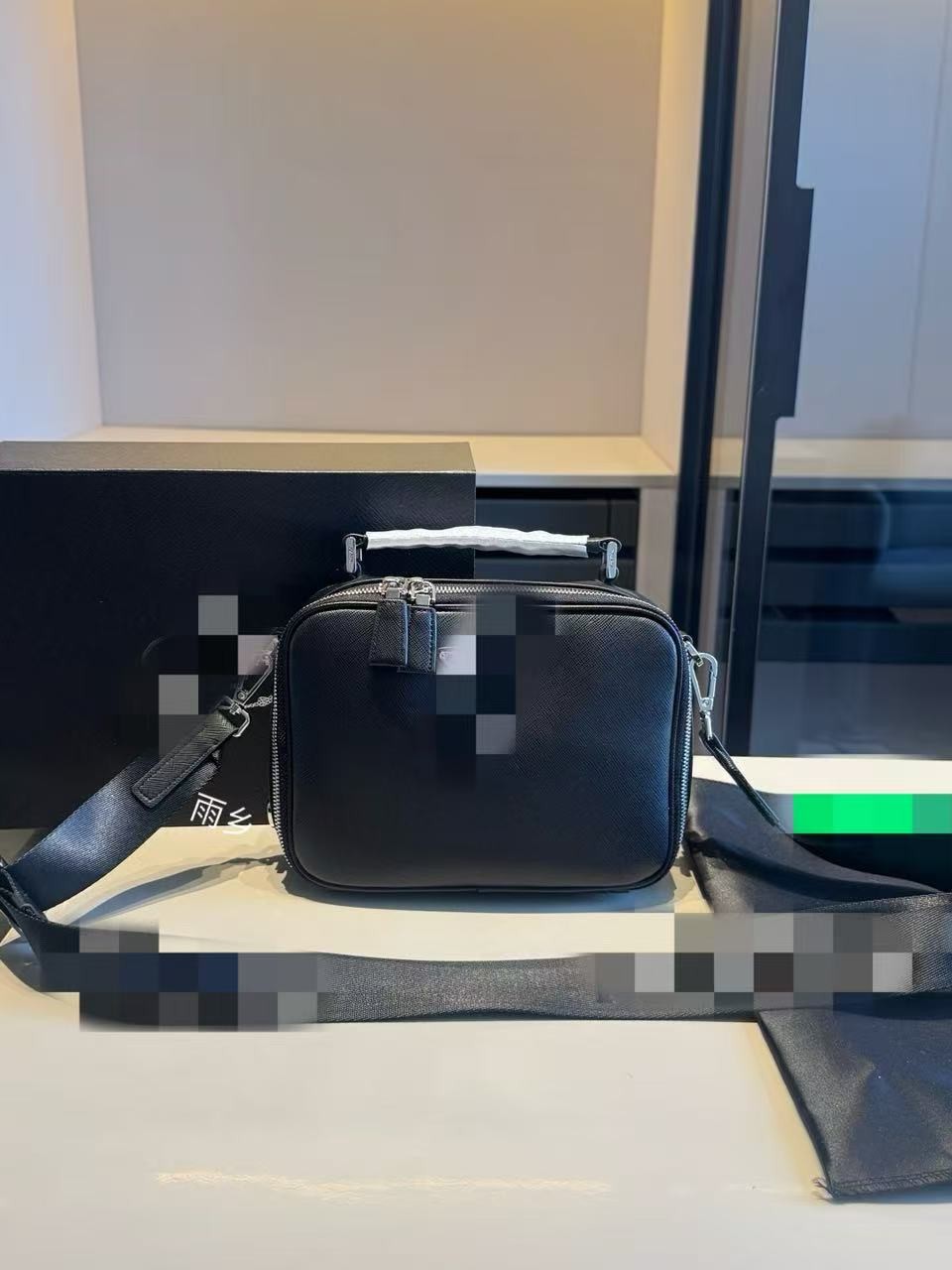 Prada Saffiano dəri kişi kamera çantası, çiyin çantası