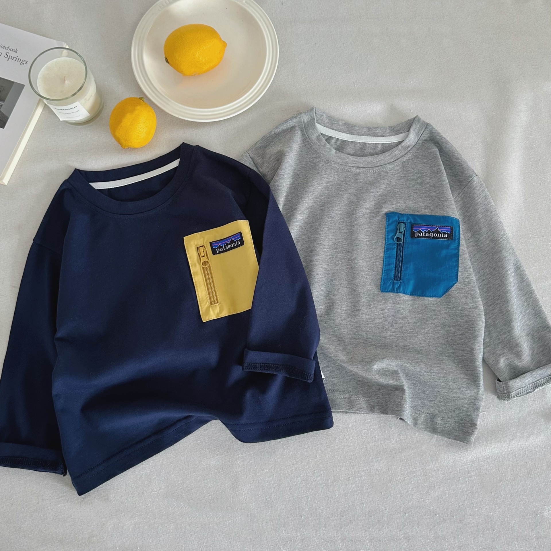 现货长袖儿童T恤2025秋冬中小童T恤长袖上衣儿童日系T恤打底衫