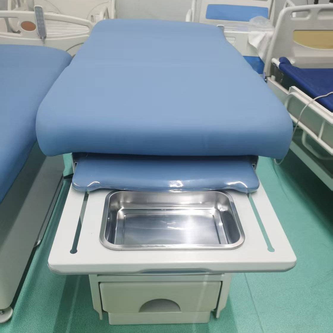 Cama de examen ginecológico americana, cama de diagnóstico hospitalario con cajón, cama de examen ginecológico con pedal, cama de diagnóstico ginecológico multifuncional image 2