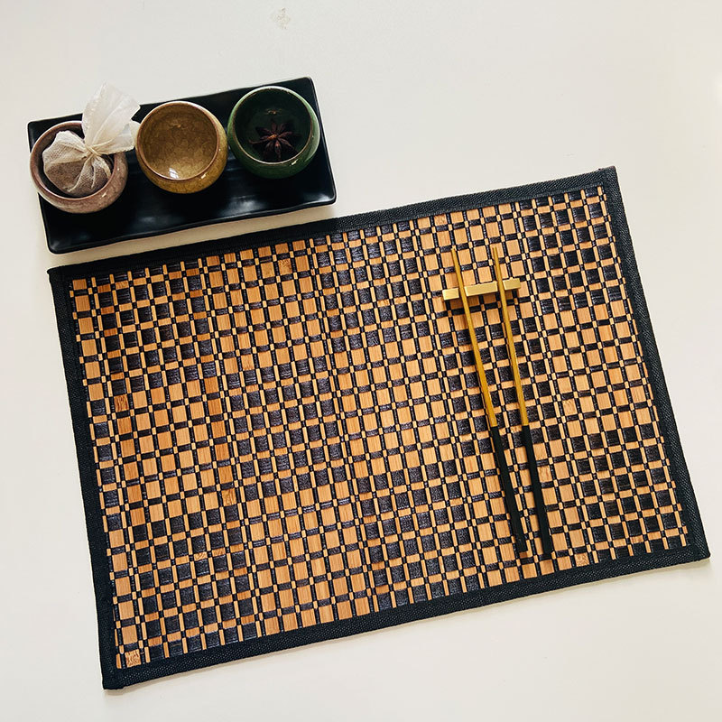 Estera de té china transfronteriza tejida de cordón de bambú cojín de mesa de té antideslizante aislante térmico cojín de té Zen