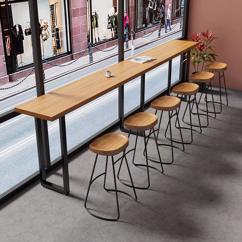 Simple Modern Solid Wood Bar Table Balcony Long Wall Narrow Table Bar Table Milk Tea Shop Commercial Home Bar Table