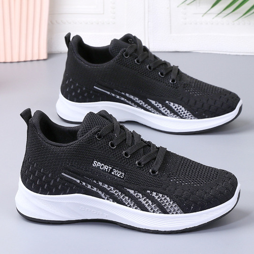 2024 spring and autumn new style flat-soled fly-woven mesh sports shoes for women foreign trade casual soft-soled lightweight running shoes for women wholesale