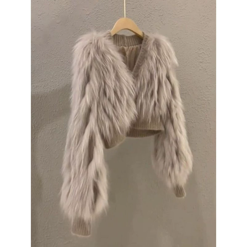 Зимняя куртка, модный свитер, стиль Chanel, V-образный вырез