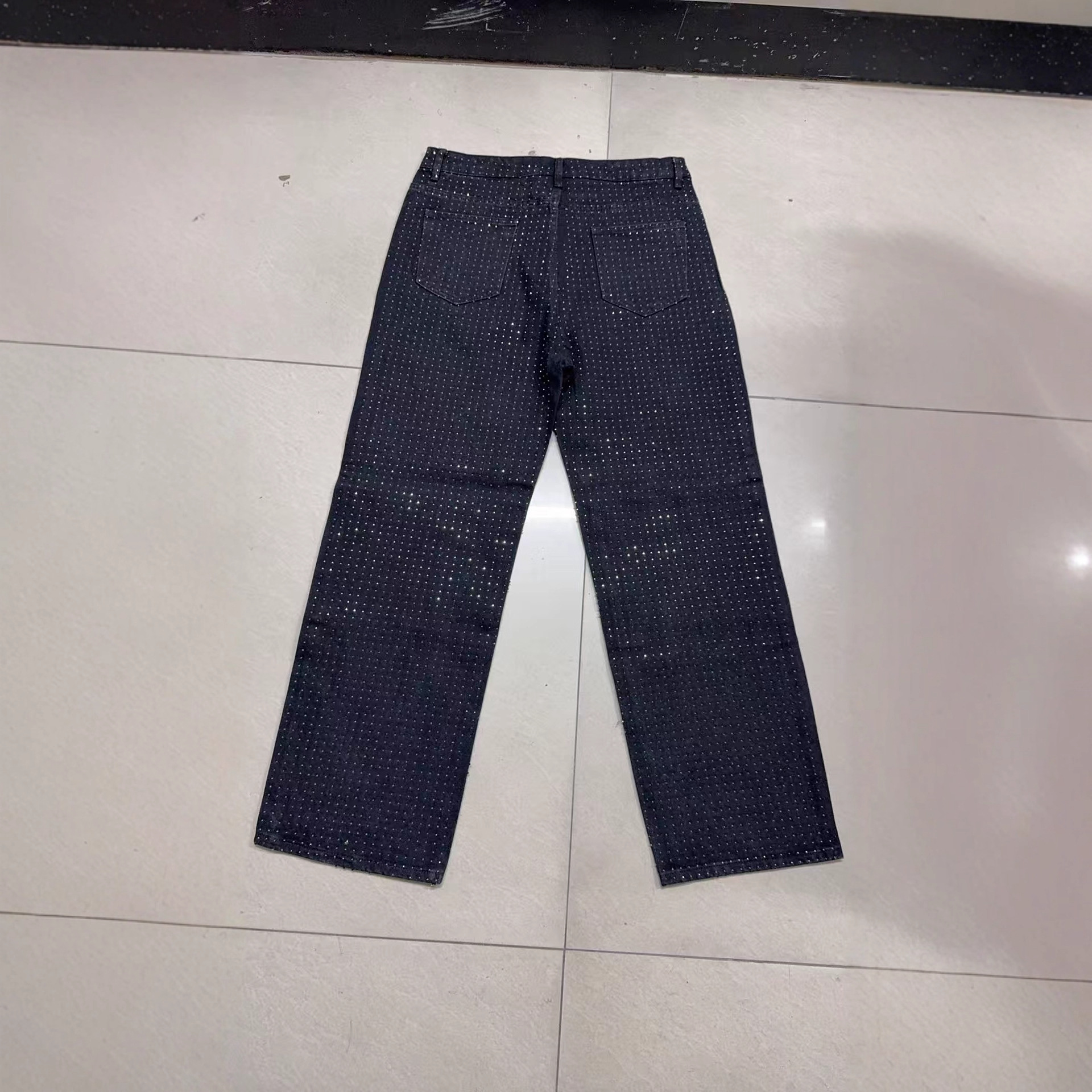Men's Clothing Men's Jeans New Style American Diamond Embellished Denim_viptrois.com