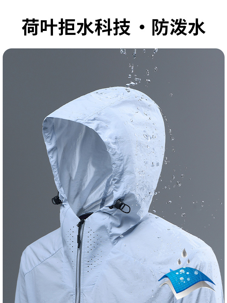 Ropa de protección solar al aire libre de montaña para hombres y mujeres de verano nueva seda de hielo delgada impermeable ropa de moda de protección solar pareja chaqueta encapuchada
