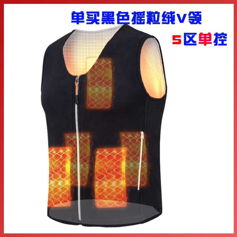 파이브 존 플리스 블랙 브이넥