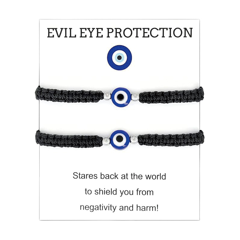 European and American Cross-Border Hot-Selling Evil Eye Amulet Bracelet, Black and Red Braided Rope, Simple and Fashionable Jewelry for Men and Women