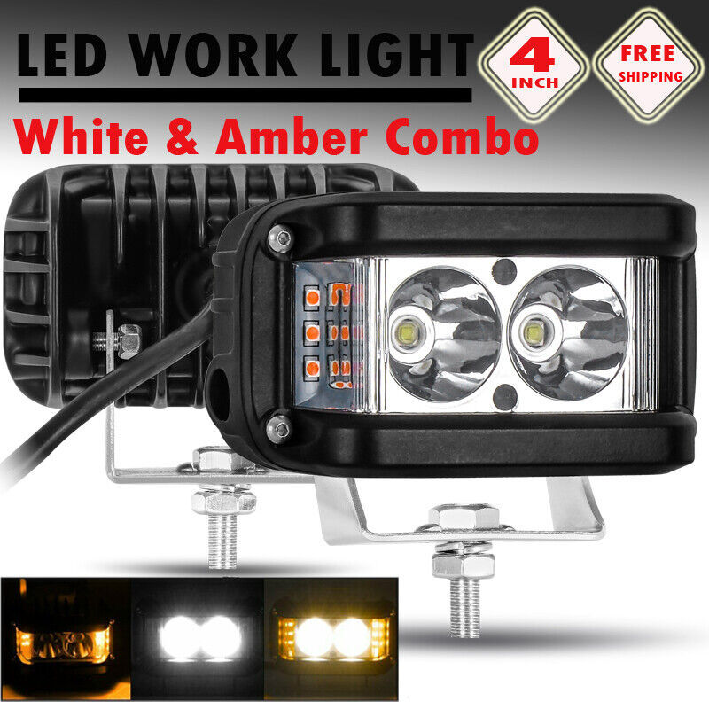 Transfronterizo de 4 pulgadas tres lados iluminados motocicleta led faro 30W super brillante foco impermeable luz de advertencia blanca amarilla image 6