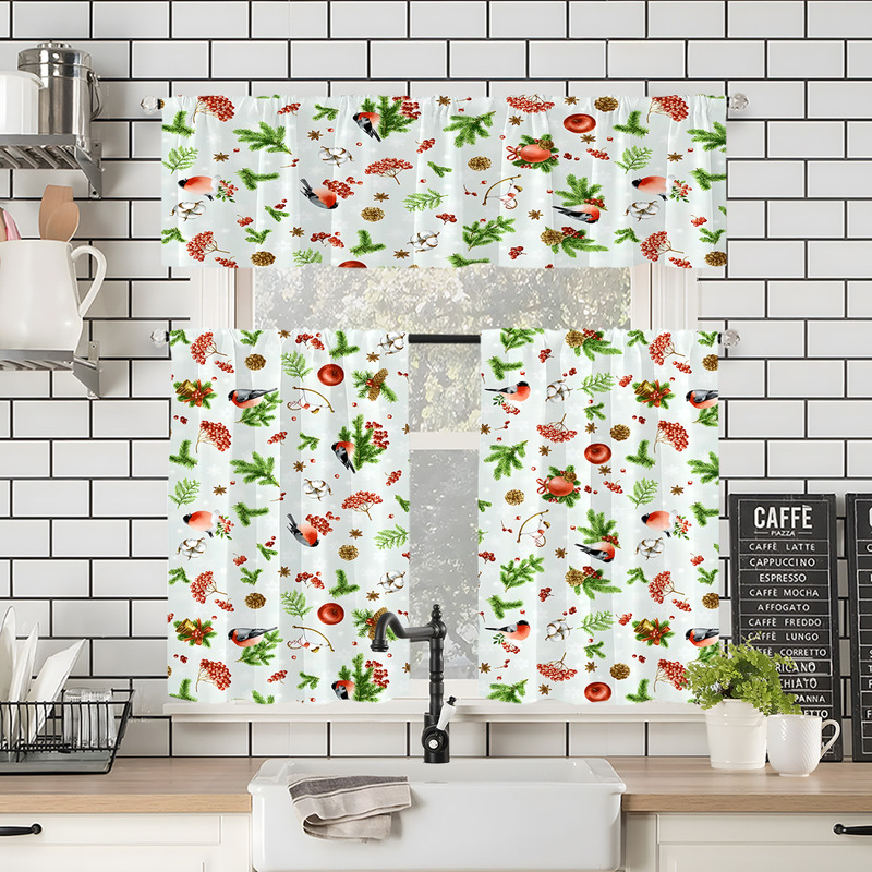 Direct Supply from Manufacturers to Cross-Border E-Commerce Platforms, Digitally Printed Floral Kitchen Small Window Boutique Short Curtains, Factory Dropshipping