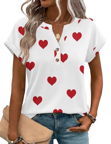 2026 Cross-Border Foreign Trade Independent Site Summer New Heart-Shaped Flower Print Versatile V-Neck_ecoleips.com