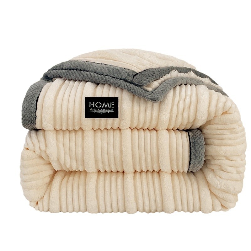 Nuevo tipo A Manta de felpa de conejo con tiras de madre e hijo Manta de lana de leche gruesa de invierno más manta de lana cálida de terciopelo