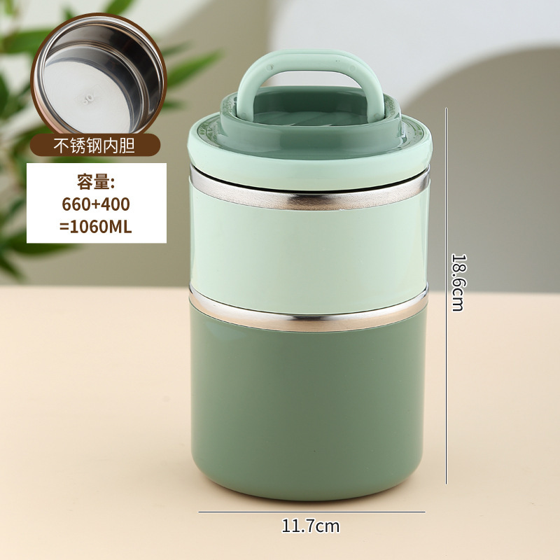 新款不锈钢双层密封保温饭盒手提学生饭桶 冬季保温不锈钢便当盒|undefined