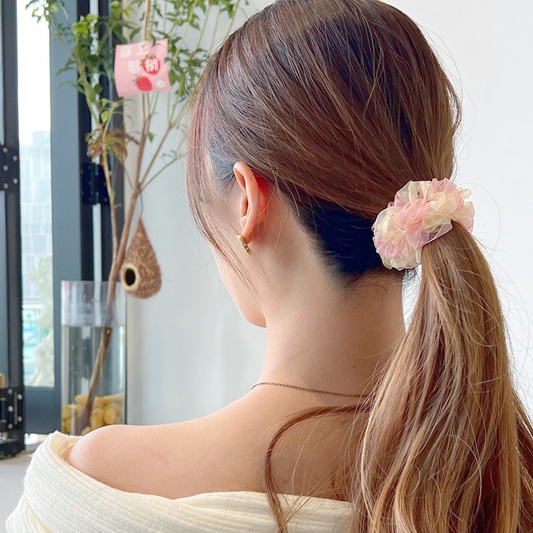 Cabeza de hilo de malla de alta elasticidad bola de cabello cuerda de cabello correa de cabello fresco dulce tocado de cabello de cabello de cola de caballo alta anillo de cabello