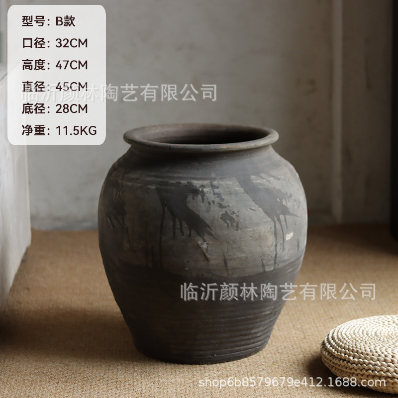 Cerámica de tierra de terra, frasco de viento silencioso, frasco de cerámica hecha a mano, decoración residencial, frasco antiguo, frasco de plantación verde, frasco de viento silencioso, adornos de viento silencioso