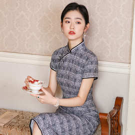 弹力棉麻中长旗袍2025年新款年轻女夏季日常改良该连衣裙中长多色