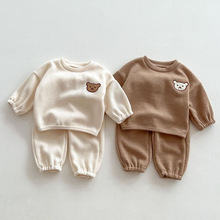 ins新款春秋韩版婴儿可爱卡通熊头长袖卫衣+长裤男女宝宝休闲套装