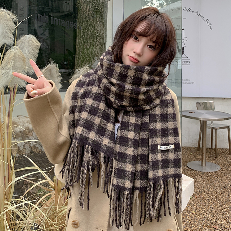 2022 el nuevo coreano Plaid Cachemira chal Otoño e Invierno cálido bufanda moda versátil británico Plaid bufanda femenina