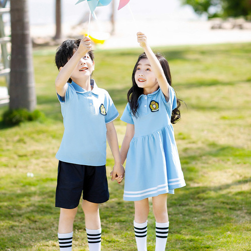 New kindergarten summer uniform school uniform British college style graduation photo clothing summer class uniform primary school set