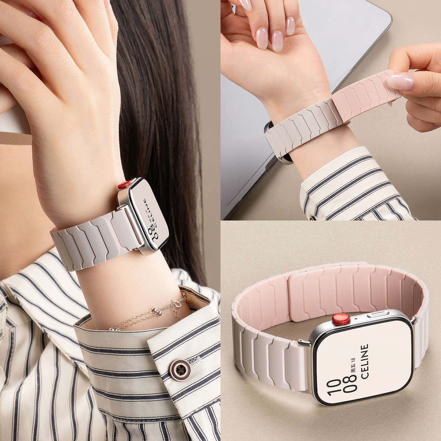 适用华为fit4表带watchfit3硅胶铠甲勇士磁吸新款FIT4profit2运动