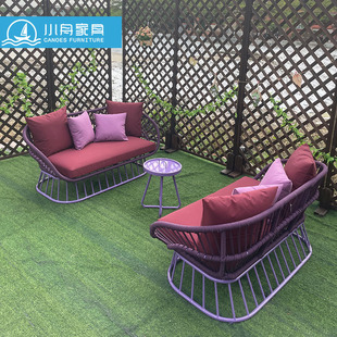 Nordic Outdoor Leisure Furniture Courtyard Garden Seaside Beach Sofa Outdoor Balcony Terrace Double Rattan Chair