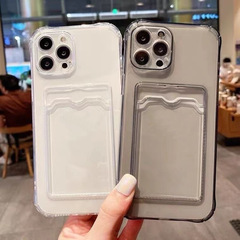 Iphone16 promaxカード対応携帯ケースアップル14/13カードケースTPU透明7p転倒防止保護カバー