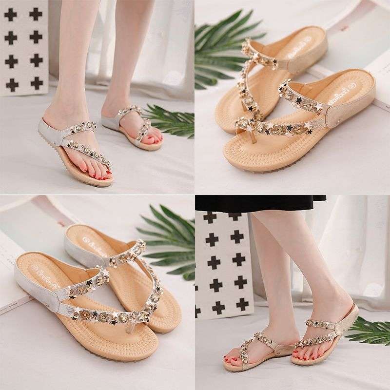 Slippers for Women, Summer Flip-Flops, Fashionable Outerwear for Pregnant Women, Flat Bottoms, Versatile Seaside Non-Slip Summer Sandals, Outdoor Beach Shoes