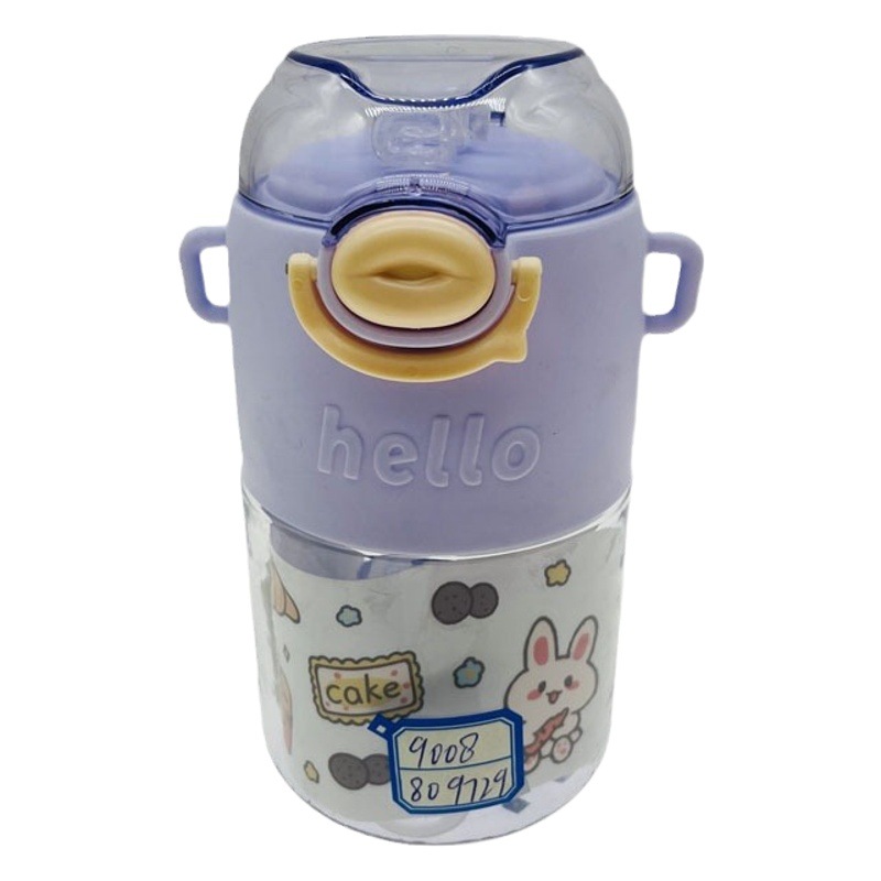 Weilong-9008 espacio taza 600ml niños estudiante pequeño oído Correa taza de agua macaron color a juego portátil taza de agua