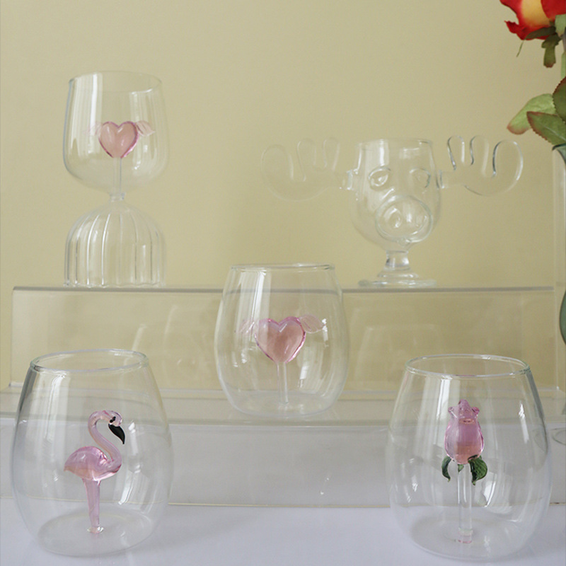 Taza de diseño de vidrio en forma de huevo creativo Taza de agua especial Taza de leche de punto ondulado Taza de jugo Simple