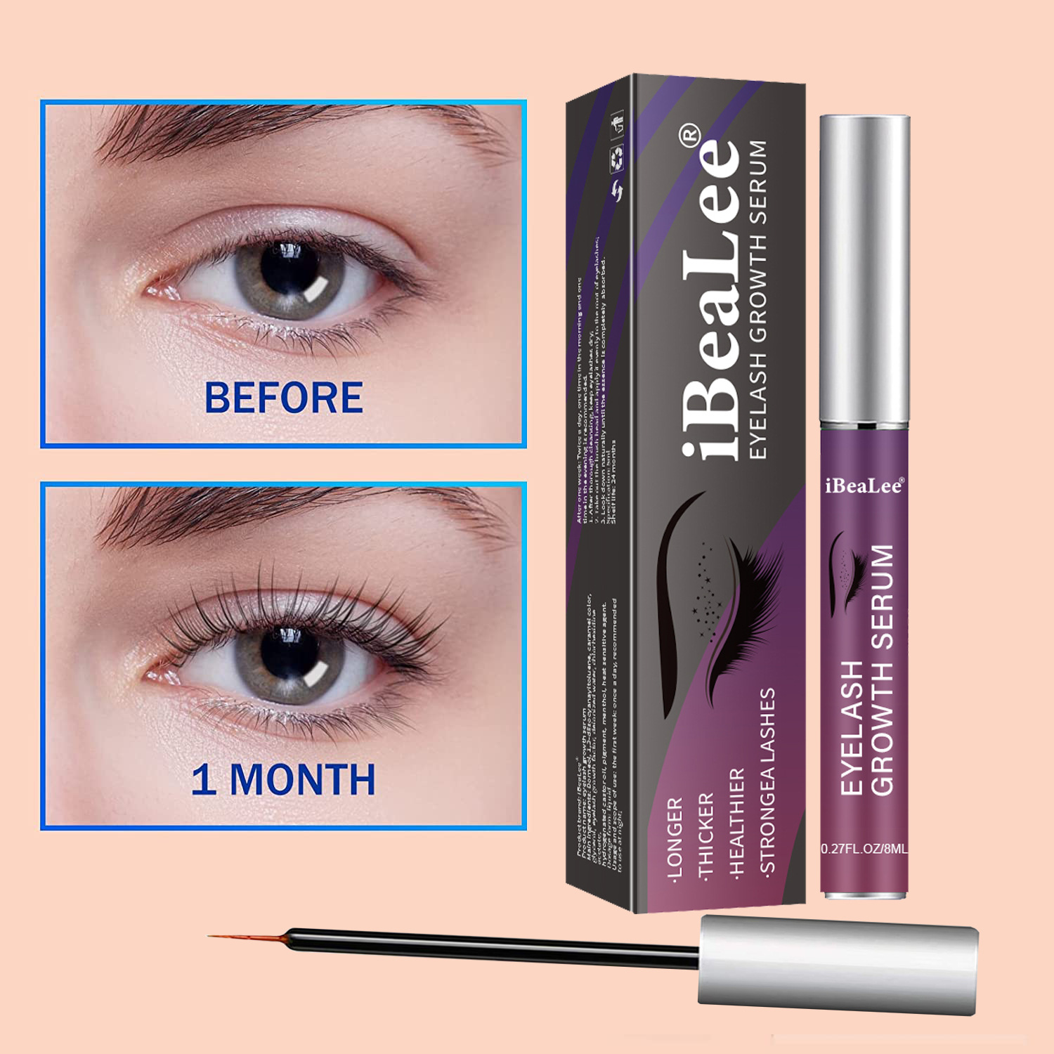 dark IBeaLee nourishes curly eyelashes, eyebrows, natural and beautiful solution eyelash pens_voghion.com