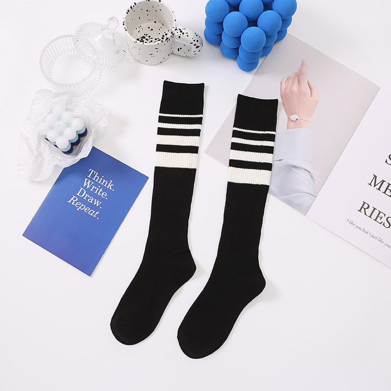 Calcetines de becerro de las mujeres ins medias de rayas de dos barras de moda primavera y otoño estilo universitario japonés JK calcetines altos de rodilla